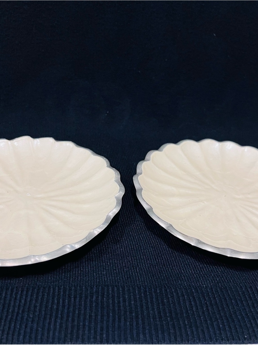 Julia Knight Hand Finished Set of 2 Mother of Pearl Enamell on Aluminium Plates
